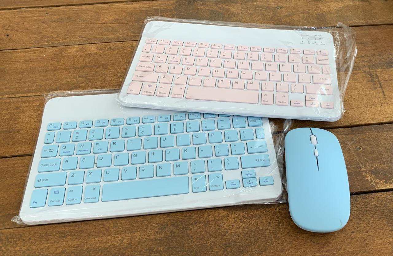 KIT TECLADO E MOUSE AZUL/ROSA