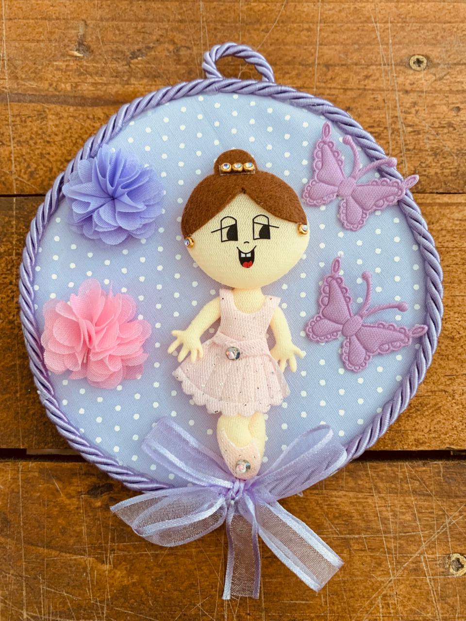 MINI QUADRO REDONDO BAILARINA LILÁS