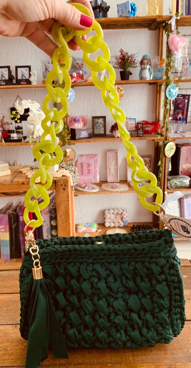 VERDE ALÇA ACRÍLICA VERDE COM TASSEL