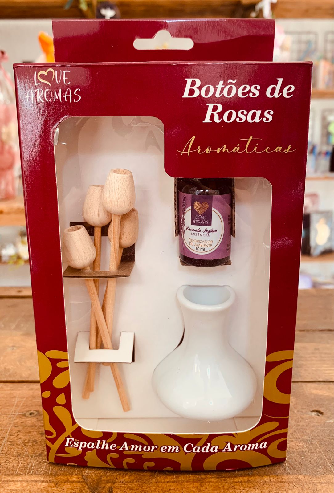 KIT DIFUSOR BOTÕES DE ROSAS AROMÁTICAS