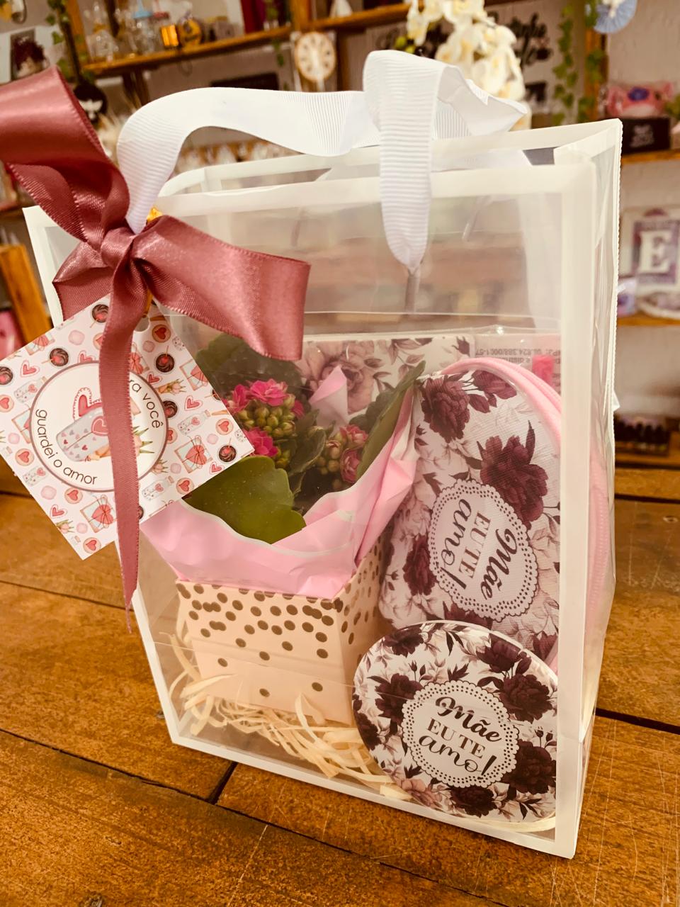 KIT CACHEPÔ MINI KALANCHOE +ESPELHO+PORTA NÍQUEL+CADERNO ANOTAÇÕES