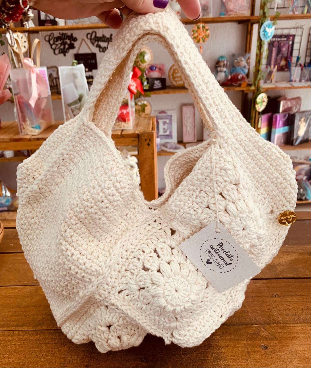 BOLSA CROCHÊ BARBANTE CRÚ